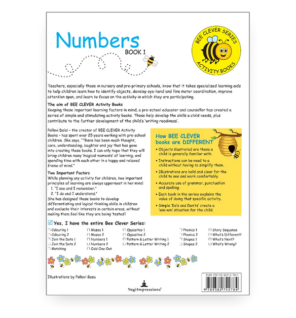 Bee Clever Series - Numbers - Book 1 - Back Cover