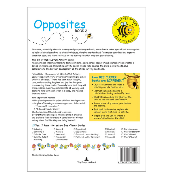 Bee Clever Series - Opposites - Book 2 - Back Cover