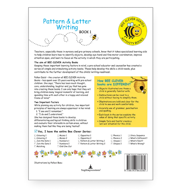 Bee Clever Series - Pattern & Letter Writing - Book 1 - Back Cover