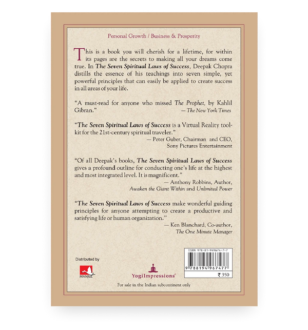 The Seven Spiritual Laws of Success – Hardbound - Back Cover
